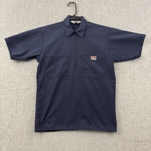 Ben Davis Quarter Zip Men's Small Blue Pullover Vintage 90s Made In USA Work